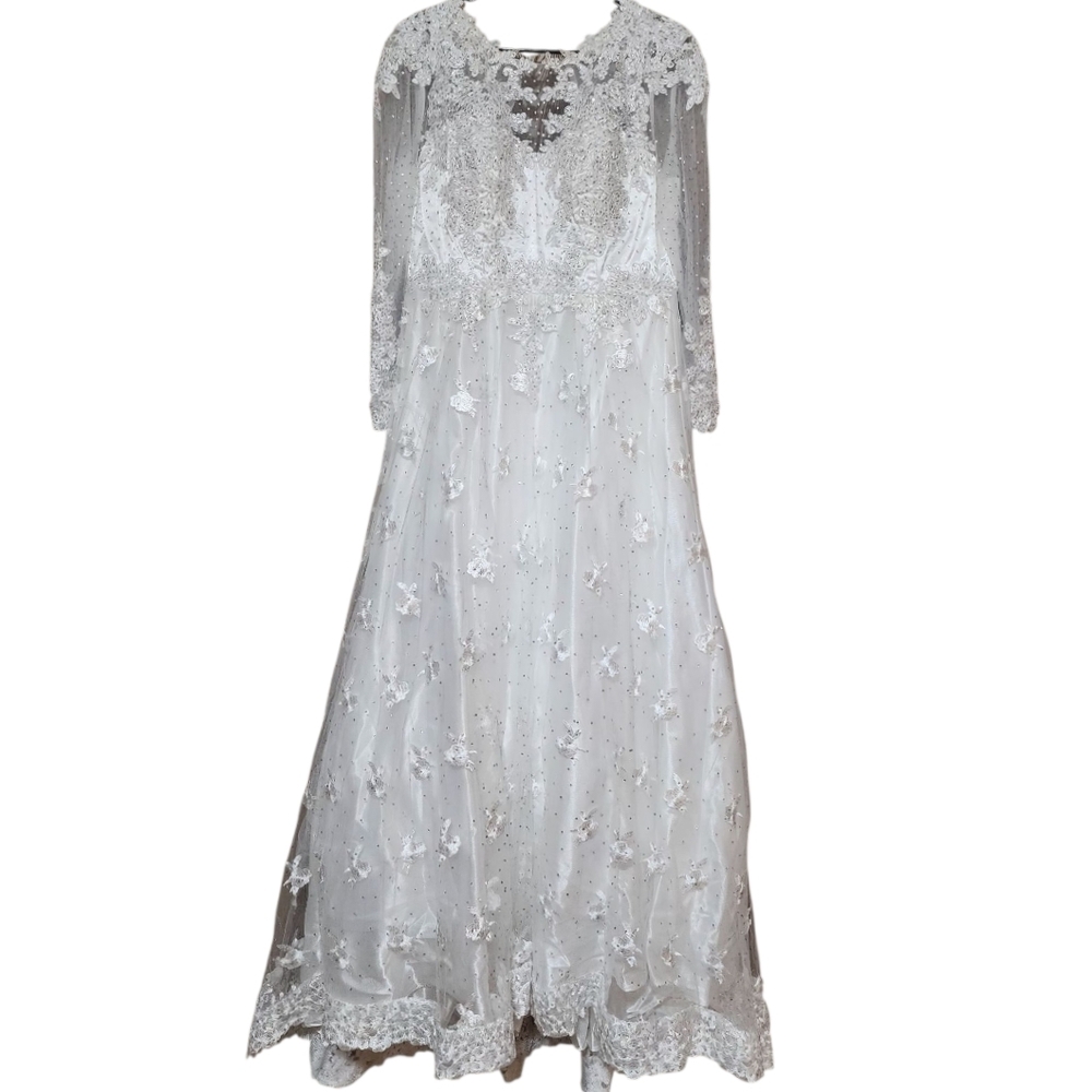 Annabelle White Floral Lace Long Sleeve Wedding Dress